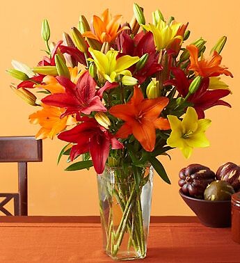 Red, Yellow and Orange Lily Bouquet